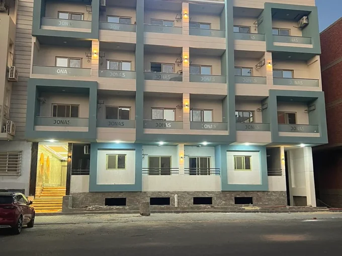 Jonas Suites Hurghada completed building facade — September 2026