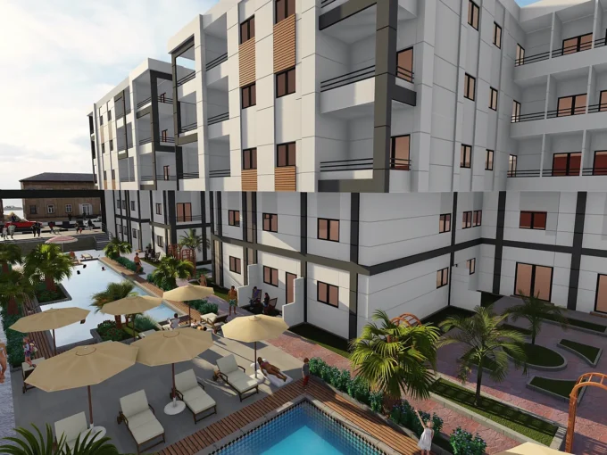 Noor City Hurghada 3D project visualisation, pool courtyard